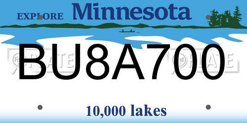 BU8A700 Minnesota License Plate