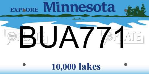 BUA771 Minnesota License Plate