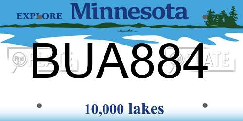 BUA884 Minnesota License Plate