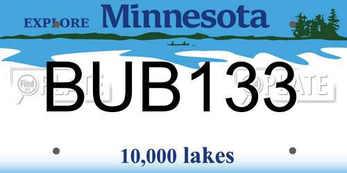 BUB133 Minnesota License Plate