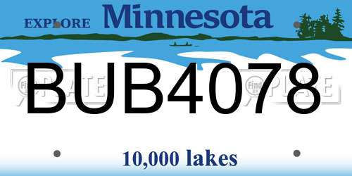 BUB4078 Minnesota License Plate