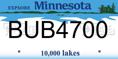 BUB4700 Minnesota License Plate