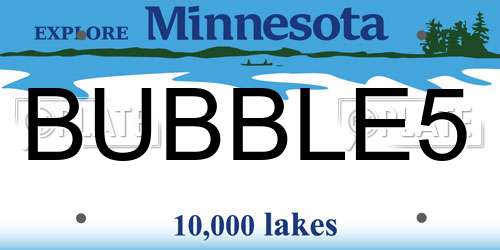BUBBLE5 Minnesota License Plate