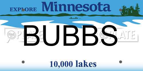 BUBBS Minnesota License Plate
