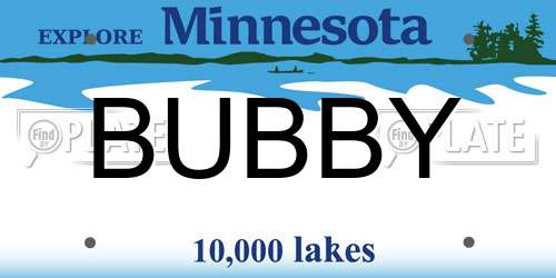 BUBBY Minnesota License Plate