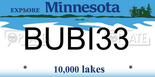 BUBI33 Minnesota License Plate