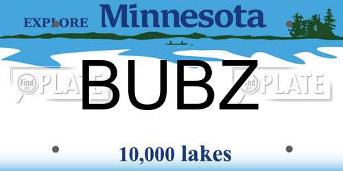 BUBZ Minnesota License Plate