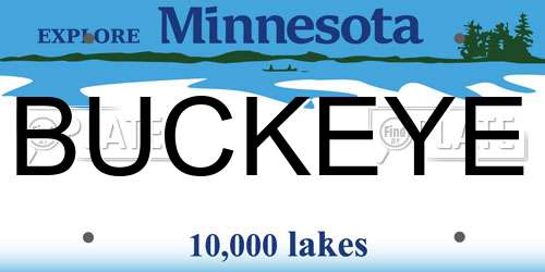 BUCKEYE Minnesota License Plate
