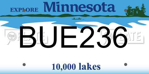 BUE236 Minnesota License Plate