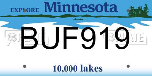 BUF919 Minnesota License Plate