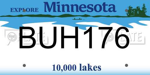 BUH176 Minnesota License Plate