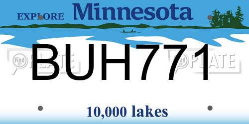 BUH771 Minnesota License Plate
