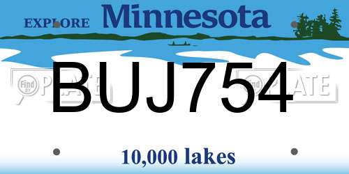 BUJ754 Minnesota License Plate