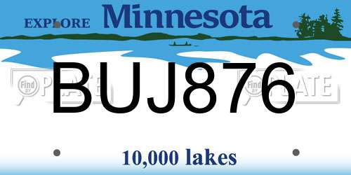 BUJ876 Minnesota License Plate