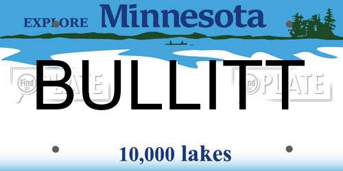 BULLITT Minnesota License Plate