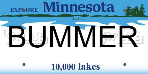 BUMMER Minnesota License Plate
