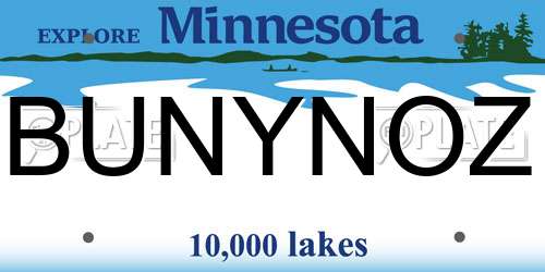 BUNYNOZ Minnesota License Plate
