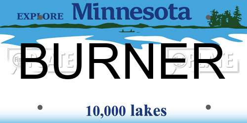 BURNER Minnesota License Plate