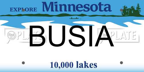 BUSIA Minnesota License Plate