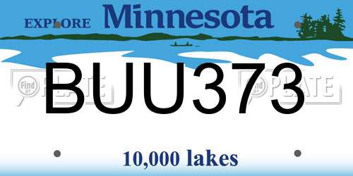 BUU373 Minnesota License Plate