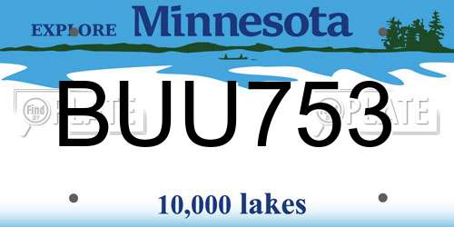 BUU753 Minnesota License Plate