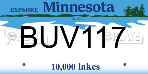 BUV117 Minnesota License Plate