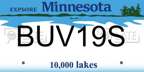 BUV19S Minnesota License Plate