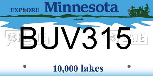 BUV315 Minnesota License Plate