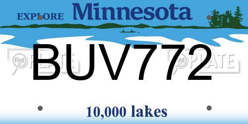 BUV772 Minnesota License Plate