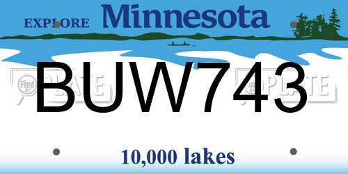 BUW743 Minnesota License Plate