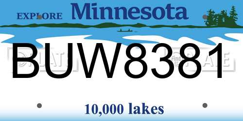 BUW8381 Minnesota License Plate