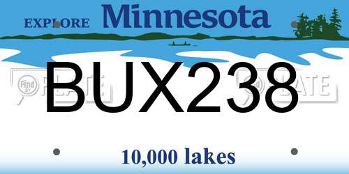 BUX238 Minnesota License Plate