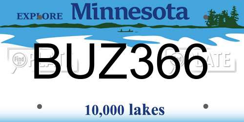 BUZ366 Minnesota License Plate