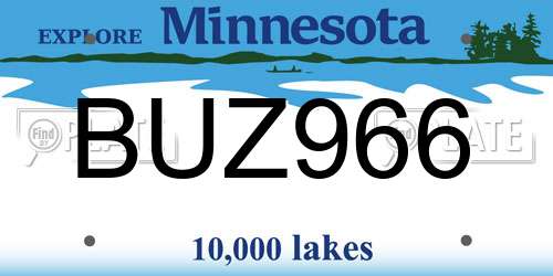 BUZ966 Minnesota License Plate