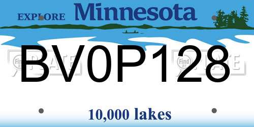 BV0P128 Minnesota License Plate