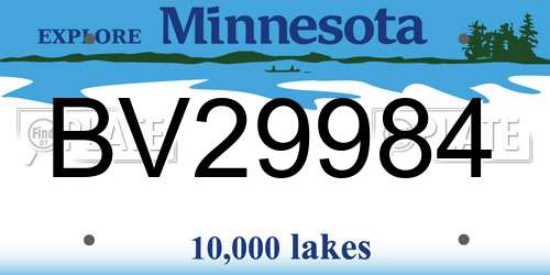 BV29984 Minnesota License Plate