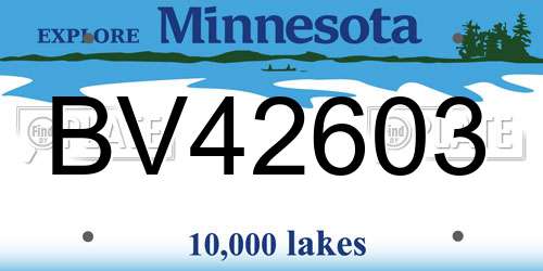 BV42603 Minnesota License Plate