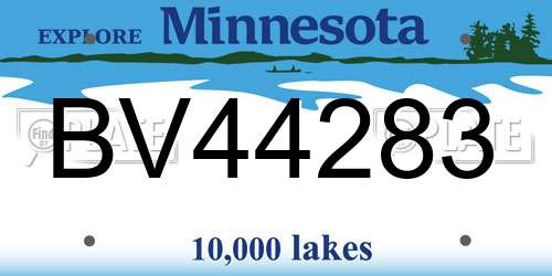 BV44283 Minnesota License Plate