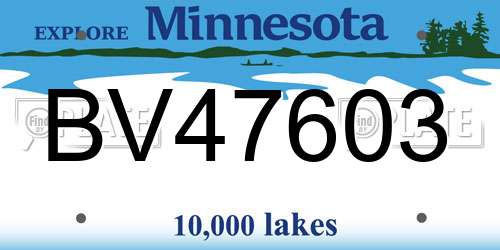 BV47603 Minnesota License Plate