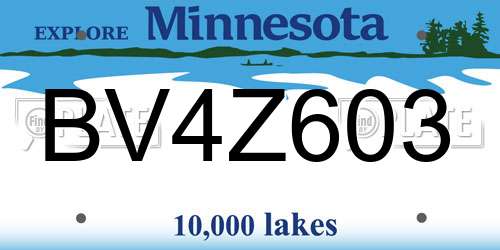 BV4Z603 Minnesota License Plate