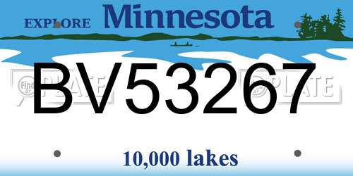 BV53267 Minnesota License Plate