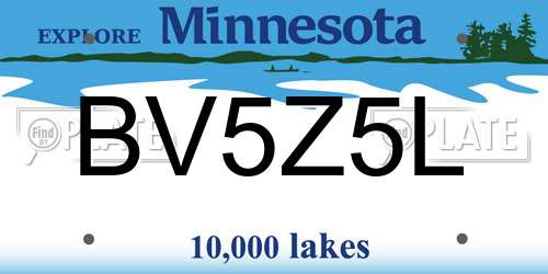 BV5Z5L Minnesota License Plate