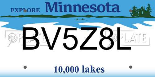BV5Z8L Minnesota License Plate