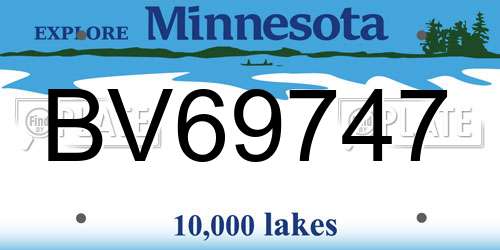 BV69747 Minnesota License Plate