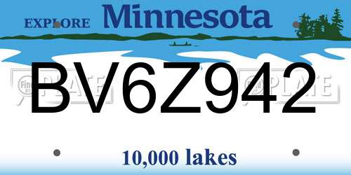 BV6Z942 Minnesota License Plate