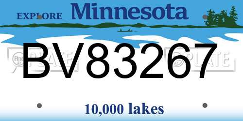 BV83267 Minnesota License Plate
