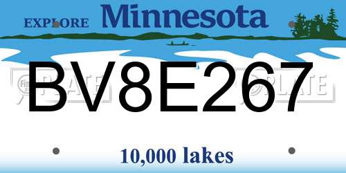 BV8E267 Minnesota License Plate