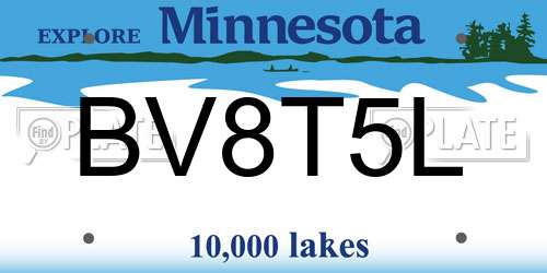 BV8T5L Minnesota License Plate