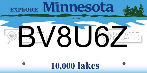BV8U6Z Minnesota License Plate
