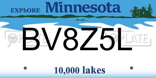 BV8Z5L Minnesota License Plate
